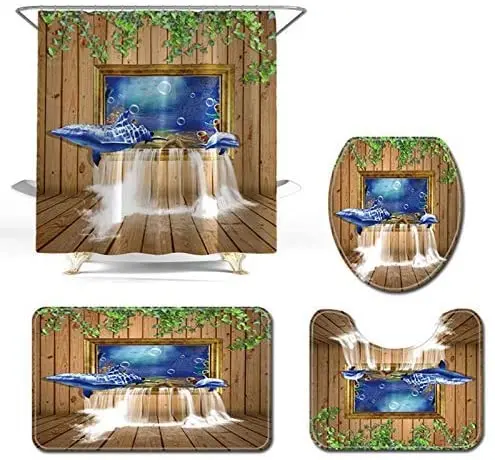 Dolphin Print Shower Curtain Set Carpet Cover Toilet Cover Bathroom Mat Cushion Cover Bathroom Curtain Household
Dolphin Print Shower Curtain Set Carpet Cover Toilet Cover Bathroom Mat Cushion Cover Bathroom Curtain Household