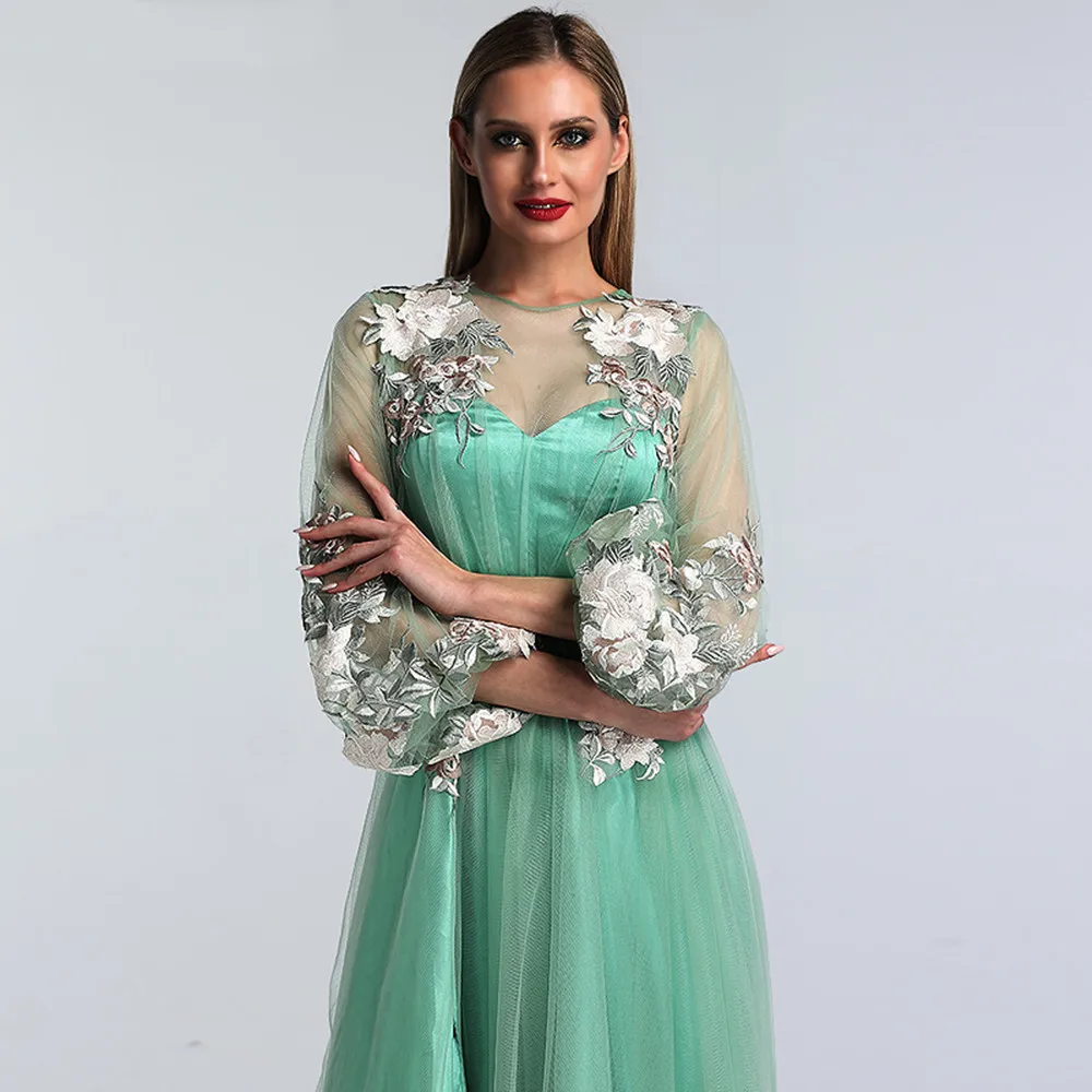 2022 Transparent Long-Sleeved Evening Dress Green A-line Formal Handmade Floral Robe Party Mother Bandage Print Temperamen
2022 Transparent Long-Sleeved Evening Dress Green A-line Formal Handmade Floral Robe Party Mother Bandage Print Temperamen