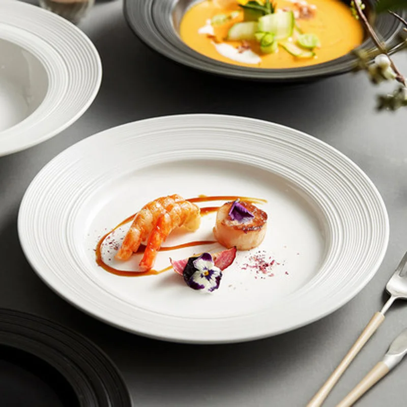 FANCITY Steak plate Western plate home flat plate ceramic light luxury creative white black Japanese straw hat plate soup plate
FANCITY Steak plate Western plate home flat plate ceramic light luxury creative white black Japanese straw hat plate soup plate