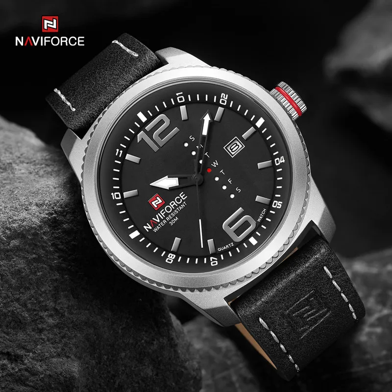Часы наручные NAVIFORCE мужские с большим циферблатом, спортивные водонепроницаемые в стиле милитари, с отображением даты, из натуральной кожи
Часы наручные NAVIFORCE мужские с большим циферблатом, спортивные водонепроницаемые в стиле милитари, с отображением даты, из натуральной кожи