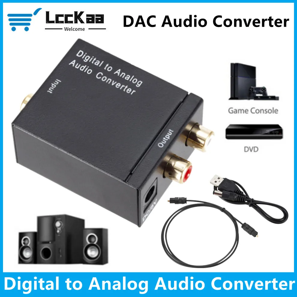 

LccKaa Digital to Analog Audio Converter DAC Amplifier Decoder Optical Coaxial Toslink to Analog RCA L/R Audio Converter Adapter