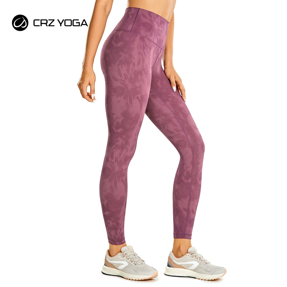 

CRZ YOGA Women's Hugged Feeling Training Leggings 25 Inches - High Waist Compression Pants Tummy Control Workout Leggings