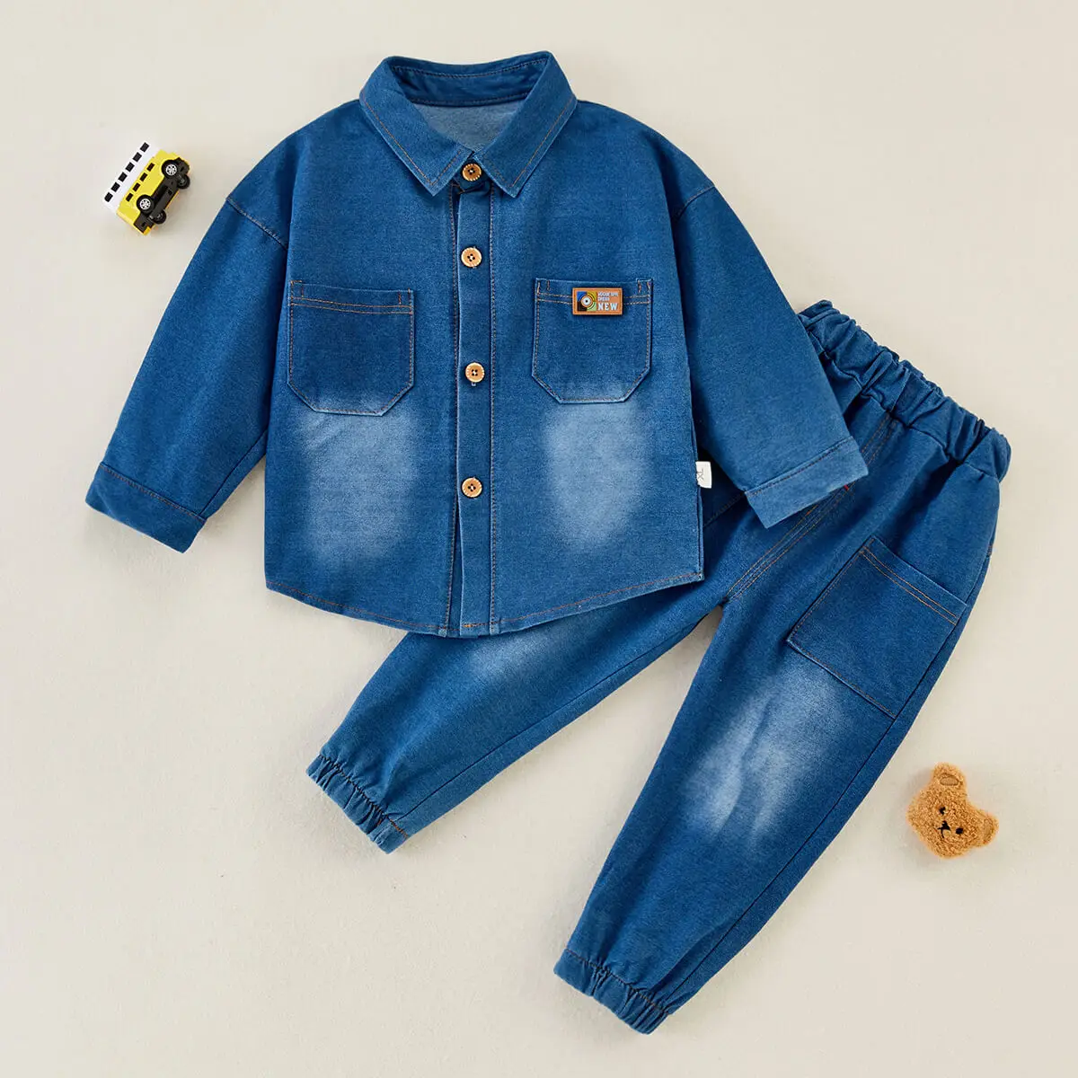 Hibobi Clothes Sets 2-piece Jeans Solid Denim Shirt & Pants for Toddler Boy
Hibobi Clothes Sets 2-piece Jeans Solid Denim Shirt & Pants for Toddler Boy