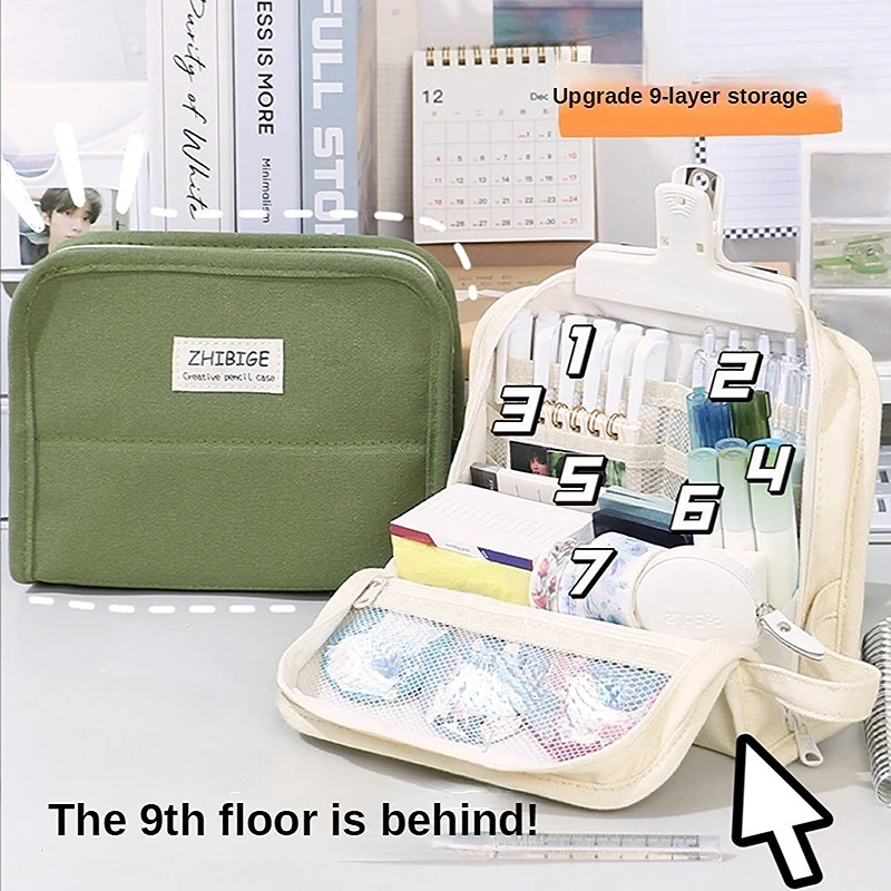 Girl 9 Layers Large Capacity Pencil Bag Stationery Holder Box Canvas Pen Case Zipper Pencil Pouch Student School Supplies
Girl 9 Layers Large Capacity Pencil Bag Stationery Holder Box Canvas Pen Case Zipper Pencil Pouch Student School Supplies