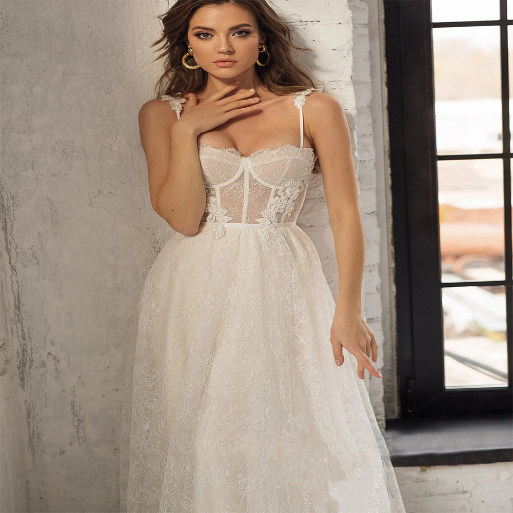 The New Spaghetti Straps A-Line Bohemian Vintage Sweep Train Sleeveless Lace Backless Sexy Sweet Wedding Dress Bridal Gown
The New Spaghetti Straps A-Line Bohemian Vintage Sweep Train Sleeveless Lace Backless Sexy Sweet Wedding Dress Bridal Gown