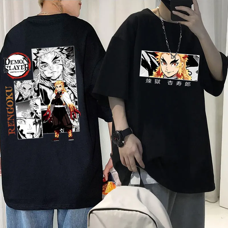 Anime Demon Slayer Rengoku Kyoujurou Double Sided Print T-shirt Men Cartoon Manga T Shirts Summer Unisex Kimetsu No Yaiba Tshirt 
Anime Demon Slayer Rengoku Kyoujurou Double Sided Print T-shirt Men Cartoon Manga T Shirts Summer Unisex Kimetsu No Yaiba Tshirt