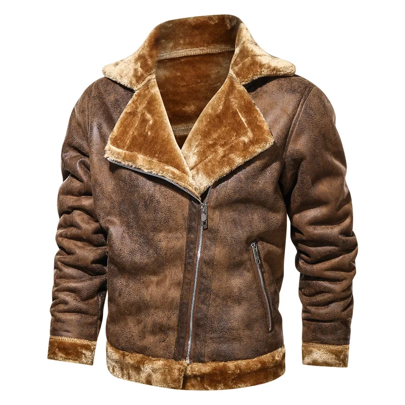 Winter Lapel Leather Jacket Fleece-Lined Thickened Casual Men's Fur Coat Zip-Up Motorcycle Faux Warm Clas jackets for men Brown
Winter Lapel Leather Jacket Fleece-Lined Thickened Casual Men's Fur Coat Zip-Up Motorcycle Faux Warm Clas jackets for men Brown