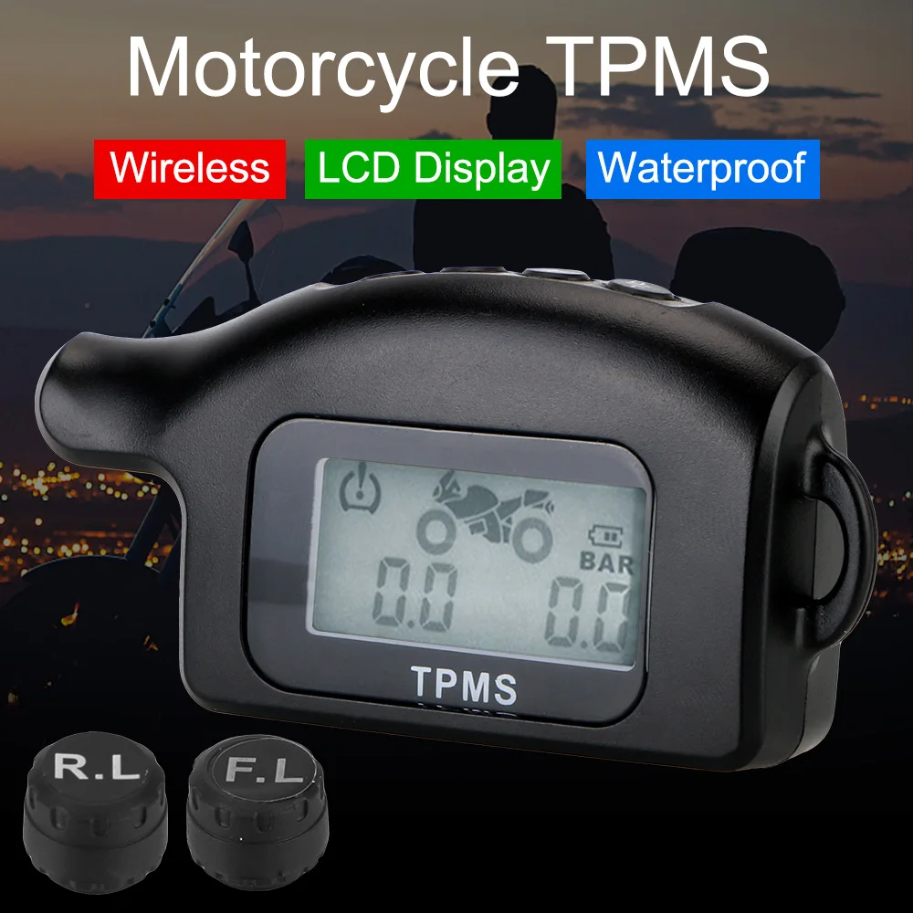 

ЖК-дисплей система мониторинга давления в шинах мотоцикла TPMS Температура шин с 2 внешними датчиками