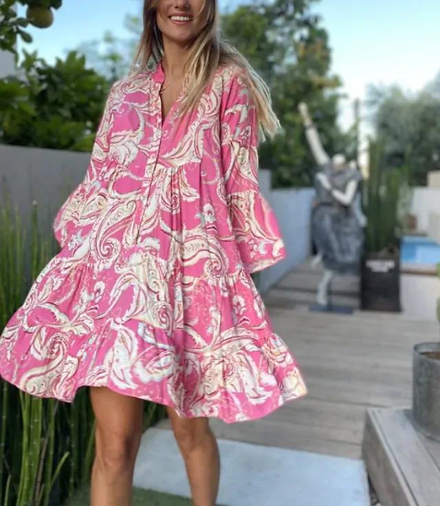 2023 Summer Bohemian Chiffon Women's Dress V-neck Puff Sleeve A-line Elegant Dresses Female Fashion Loose Beach Ladies Clothes
2023 Summer Bohemian Chiffon Women's Dress V-neck Puff Sleeve A-line Elegant Dresses Female Fashion Loose Beach Ladies Clothes