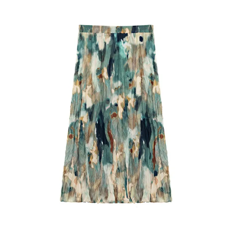 Womens 2022 High Waist Floral Print Mid Calf Long Pleated Skirt Summer Vintage Elegant Artist's Color Ink Wrinkled Dress
Womens 2022 High Waist Floral Print Mid Calf Long Pleated Skirt Summer Vintage Elegant Artist's Color Ink Wrinkled Dress