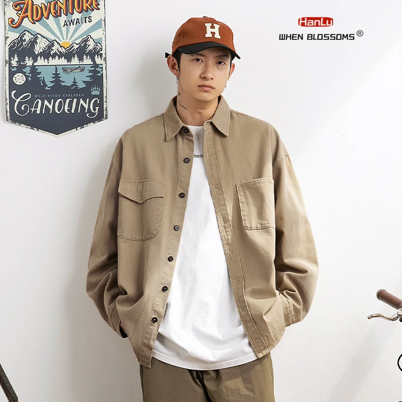 Japanese Streetwear High Quality Khaki Shirt Coats Spring Autumn Harajuku Loose Casual Korean Fashion Men Clothing Black Tops
Japanese Streetwear High Quality Khaki Shirt Coats Spring Autumn Harajuku Loose Casual Korean Fashion Men Clothing Black Tops