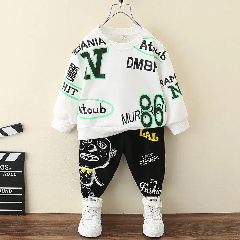 Baby Boys Letter Printed Sweater Trousers Set Autumn Children Hooded Outerwear Tops Pants 2PCS Outfits Kids Teenage Costume Suit
Baby Boys Letter Printed Sweater Trousers Set Autumn Children Hooded Outerwear Tops Pants 2PCS Outfits Kids Teenage Costume Suit
