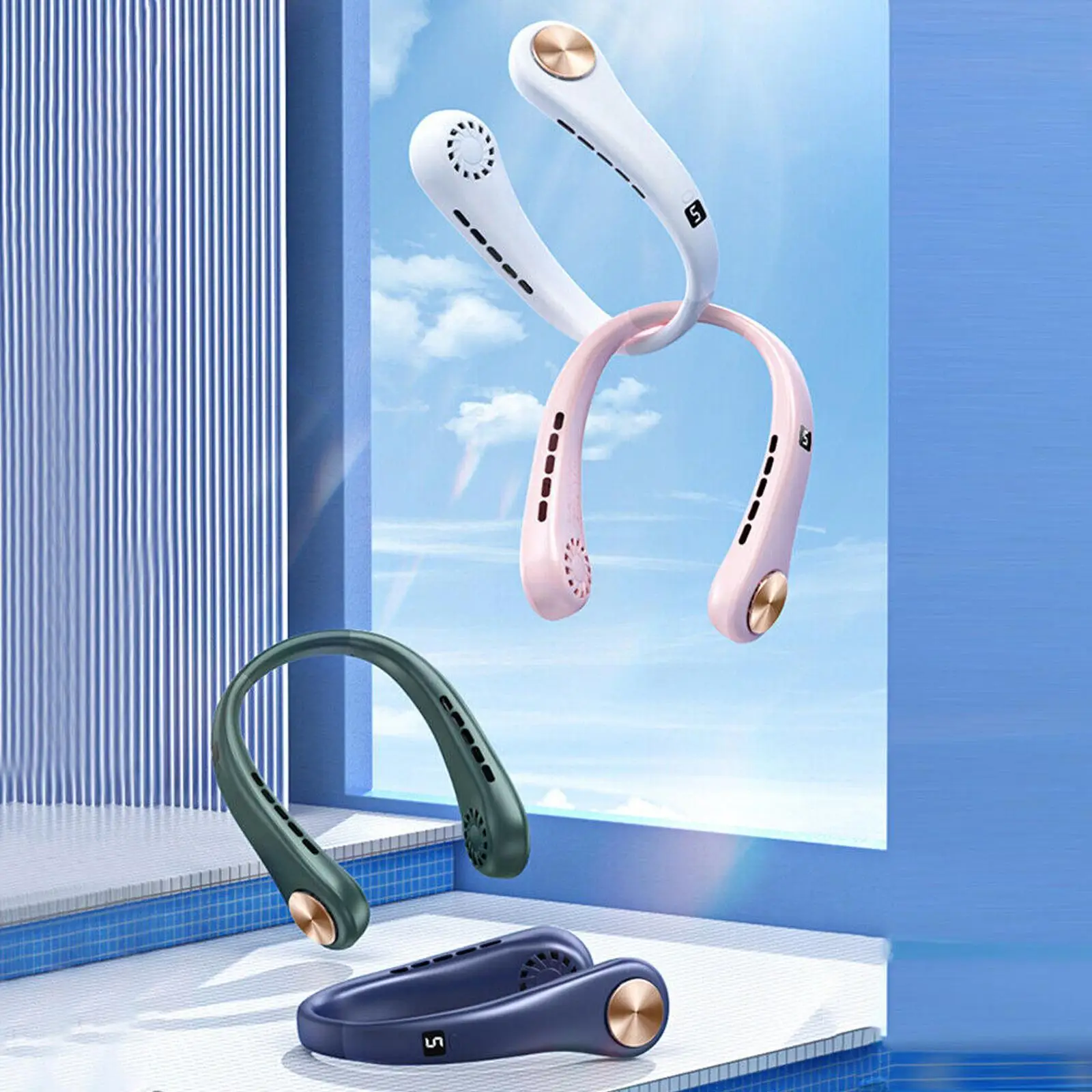 Portable Hanging Neck Fan Mini Electric Wireless Fan USB Rechargeable Bladeless Mute Fans Air Conditioning Cooler for Sport R3C9
Portable Hanging Neck Fan Mini Electric Wireless Fan USB Rechargeable Bladeless Mute Fans Air Conditioning Cooler for Sport R3C9