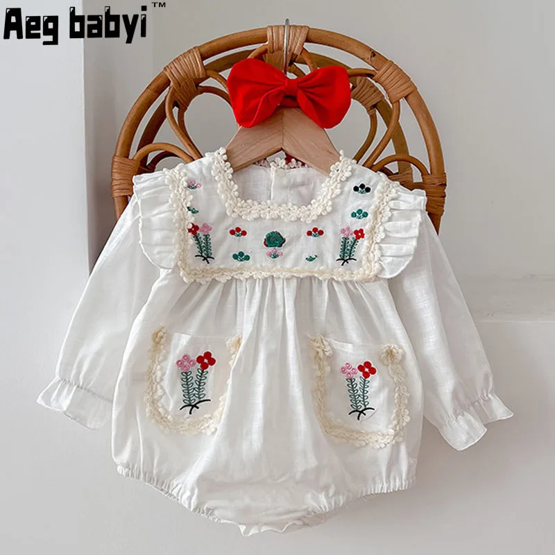 Baby Girls Clothes Embroidered Long Sleeve Baby Romper Girl Princess Cotton Jumpsuit Korean Sweet Spring Clothing Outfit
Baby Girls Clothes Embroidered Long Sleeve Baby Romper Girl Princess Cotton Jumpsuit Korean Sweet Spring Clothing Outfit