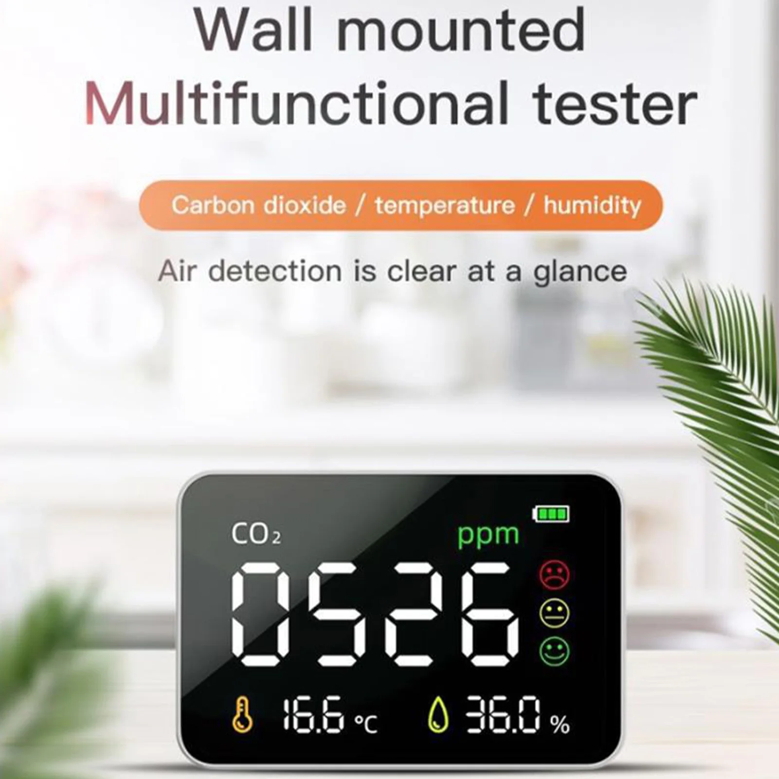 CO2 Detector Carbon Dioxide Monitor Indoor Air Quality Monitoring Instrument Hangable Humidity Sensor With Alarm Function
CO2 Detector Carbon Dioxide Monitor Indoor Air Quality Monitoring Instrument Hangable Humidity Sensor With Alarm Function