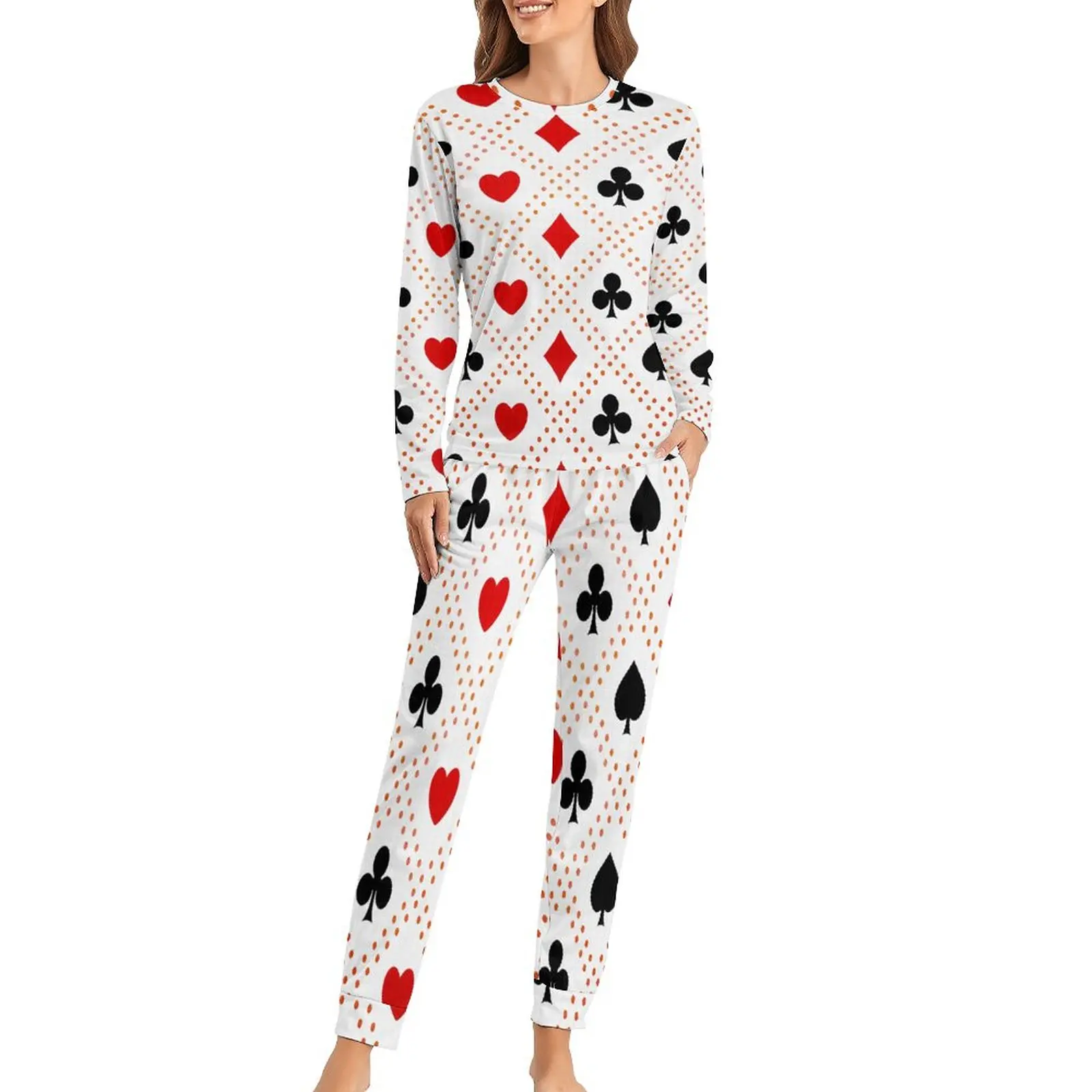 Poker Heart Pajamas Card Pattern Red Queen Sleep Oversize Nightwear Women Long-Sleeve Print Cute Pajama Set
Poker Heart Pajamas Card Pattern Red Queen Sleep Oversize Nightwear Women Long-Sleeve Print Cute Pajama Set