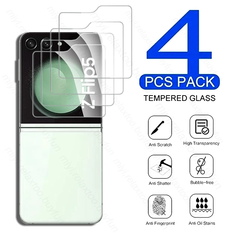 

Sumsung Flip 5 ZFlip5 4PCS Back Screen Protective Glass For Samsung Galaxy Z Flip5 5G SM-F731B 6.7" Rear Screen Protector Film