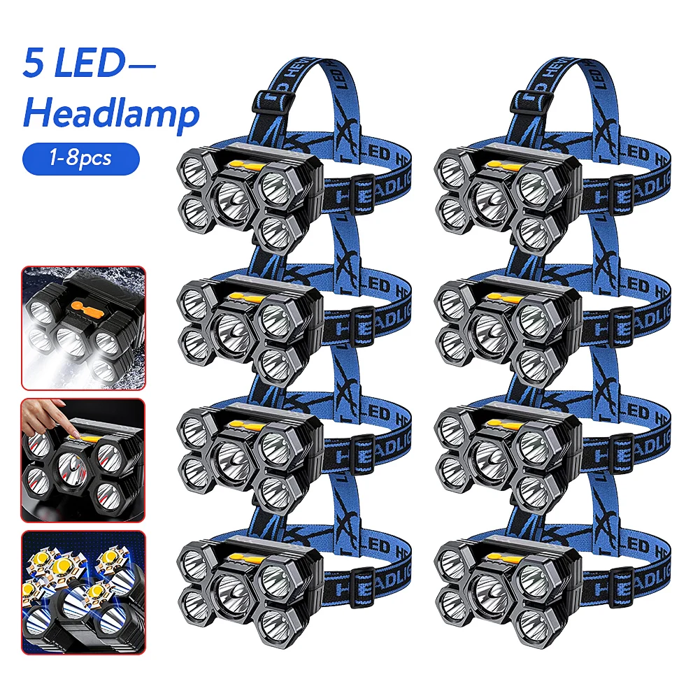 1-8PCS Portable USB 5 LED Headlamp Work Light IPX4 Waterproof 4 Gears 500LM Warning Head Torch Flashlight Headlights for Camping
1-8PCS Portable USB 5 LED Headlamp Work Light IPX4 Waterproof 4 Gears 500LM Warning Head Torch Flashlight Headlights for Camping