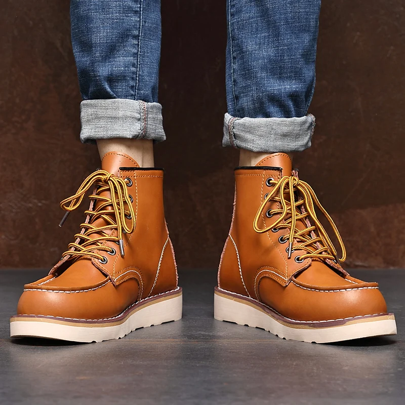 2023 Red Retro Men's Boots Fashion Classic Platform Men Motorcycle Boot Comfort Genuine Leather Men Winter Boots botas hombre
2023 Red Retro Men's Boots Fashion Classic Platform Men Motorcycle Boot Comfort Genuine Leather Men Winter Boots botas hombre