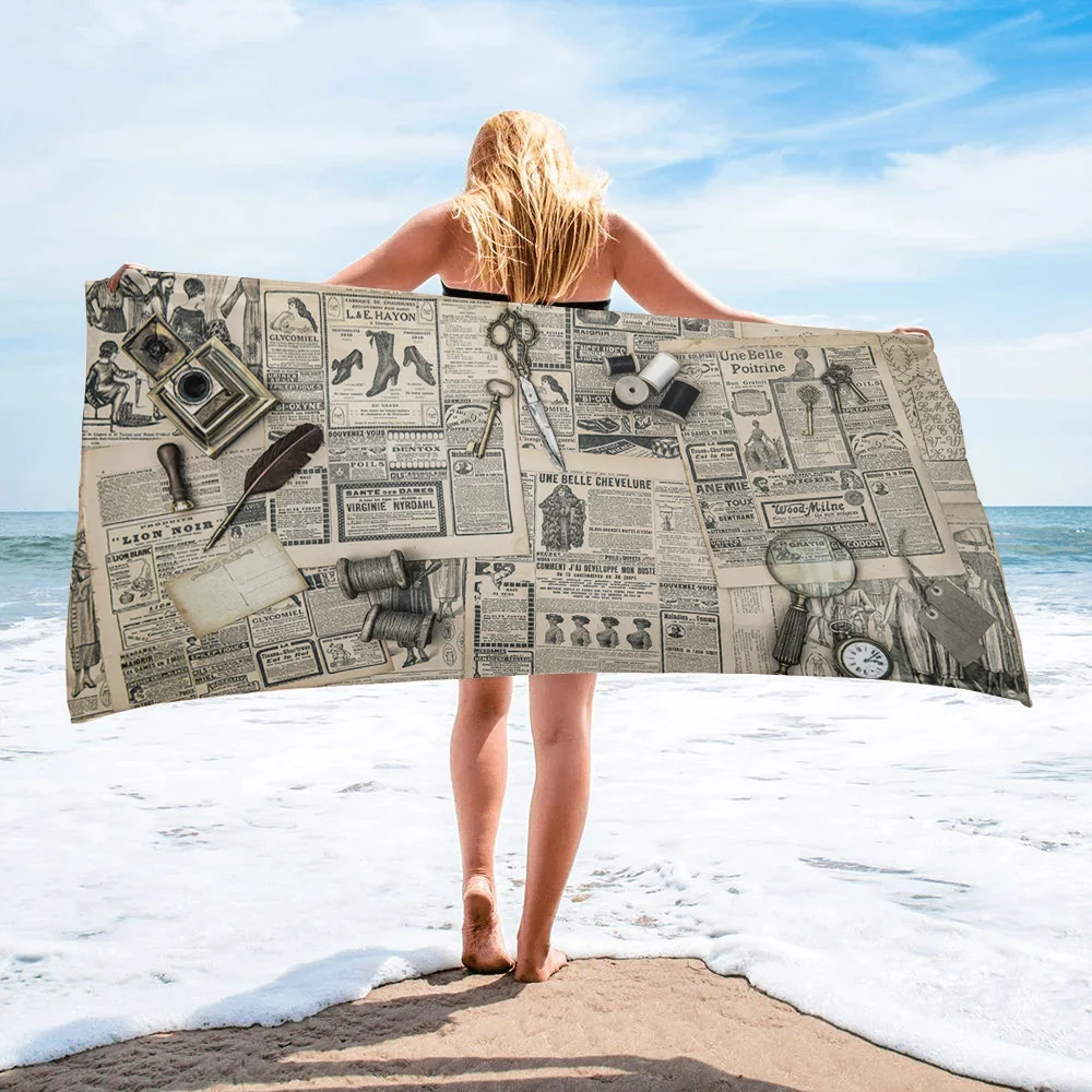 European Retro Old Newspaper Bath Towels Microfiber Large Beach Towel Adults Travel Washcloths Portable Spa Bathroom Face Towel
European Retro Old Newspaper Bath Towels Microfiber Large Beach Towel Adults Travel Washcloths Portable Spa Bathroom Face Towel