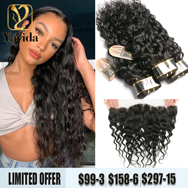 13x4 Lace Frontal With 3 Bundles Water Wave Hair Bundles Natural Color Human Hair Weave With Frontal Hd Transparent Lace Frontal
13x4 Lace Frontal With 3 Bundles Water Wave Hair Bundles Natural Color Human Hair Weave With Frontal Hd Transparent Lace Frontal
