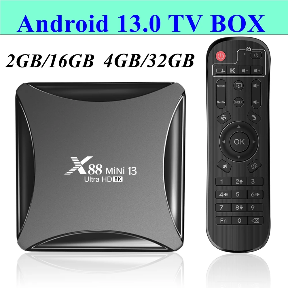 10pcs Android 13.0 TV Box X88 Mini 13 RK3528 Quad Core 2G/16G 4G/32G 2.4G 5G Dual WIFI H.265 8K UHD Youtube Smart Media Player
10pcs Android 13.0 TV Box X88 Mini 13 RK3528 Quad Core 2G/16G 4G/32G 2.4G 5G Dual WIFI H.265 8K UHD Youtube Smart Media Player