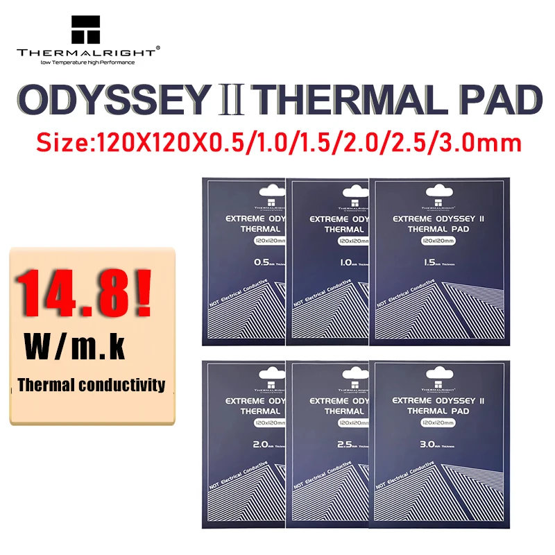 

Thermalright ODYSSEY Ⅱ 2nd 120x120mm 14.8W/MK Silicone Pad thermal pad CPU/GPU Graphics Card Motherboard Thermal Pad 84x45x4.0