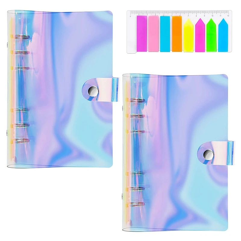 2 Pack 6-Ring Rainbow Transparent Soft PVC Binder Cover, A6 Notebook Binder Planner Cover/Snap Button Closure
2 Pack 6-Ring Rainbow Transparent Soft PVC Binder Cover, A6 Notebook Binder Planner Cover/Snap Button Closure