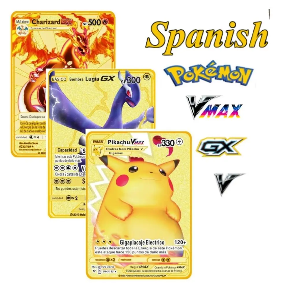 Spanish Pokemon Cards Gold Metal Pokemon Cards Spanish Hard Iron Cards Mewtwo Pikachu Gx Charizard Vmax Pack Game Collection
Spanish Pokemon Cards Gold Metal Pokemon Cards Spanish Hard Iron Cards Mewtwo Pikachu Gx Charizard Vmax Pack Game Collection