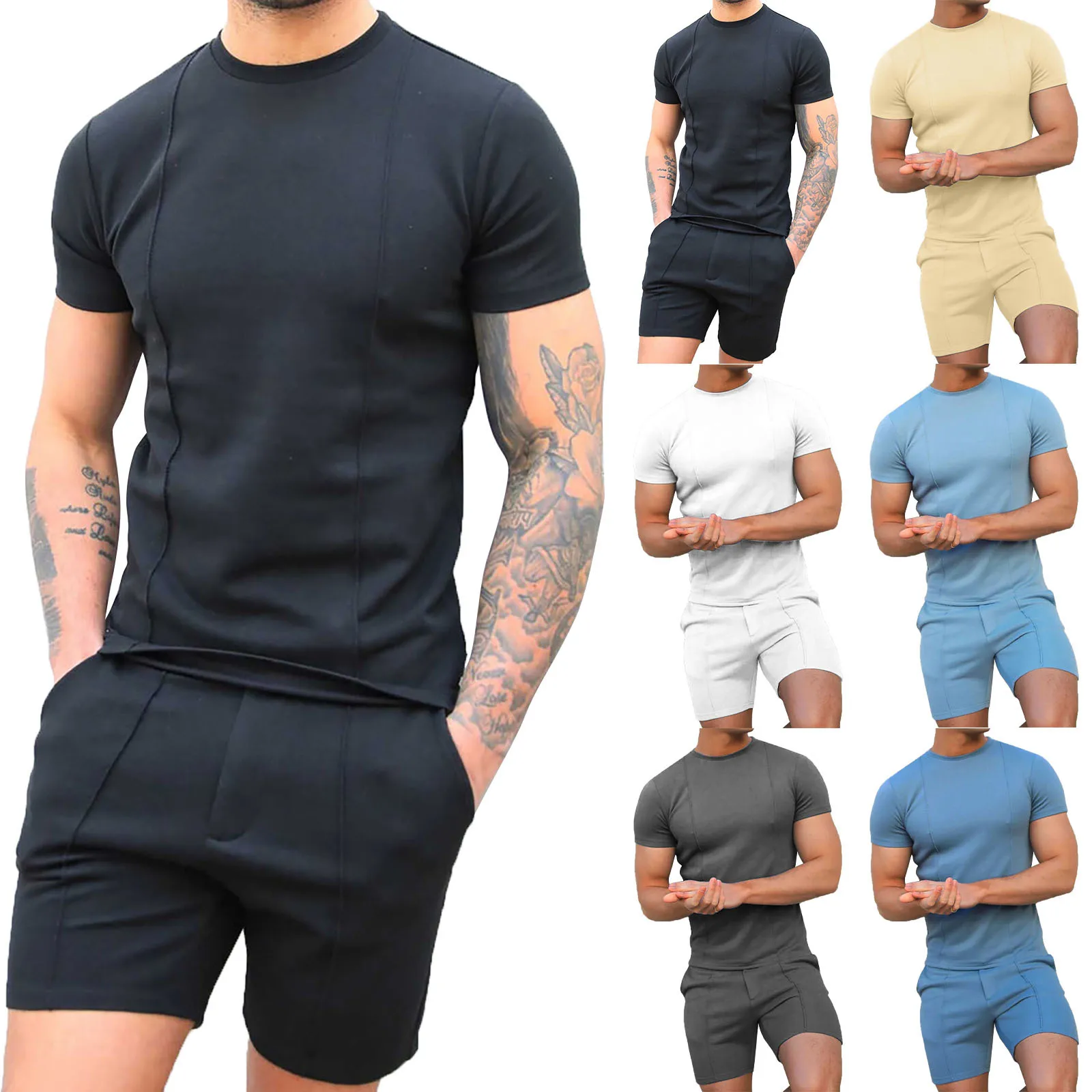 Men's Summer O-Neck Solid Color Casual Set High Quality Short Sleeve T-shirt Shorts Fashion Outdoor Sports Brand Two Pieces Suit
Men's Summer O-Neck Solid Color Casual Set High Quality Short Sleeve T-shirt Shorts Fashion Outdoor Sports Brand Two Pieces Suit