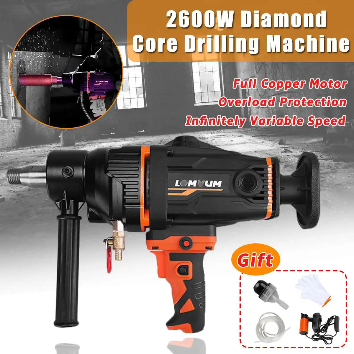 2600W 280mm Electric Diamond Core Drilling Machine High power Handheld Concrete Core Drill Machine with Water Pump Accessories
2600W 280mm Electric Diamond Core Drilling Machine High power Handheld Concrete Core Drill Machine with Water Pump Accessories