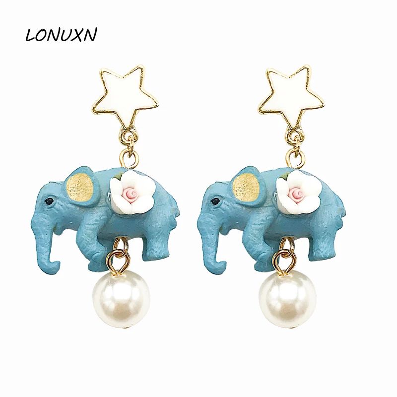 High Quality Female Jewelry Cartoon Blue Elephant Tassel Long Earrings Flowers Cute Five Corners Stars Pearl Earrings Girls Gift
High Quality Female Jewelry Cartoon Blue Elephant Tassel Long Earrings Flowers Cute Five Corners Stars Pearl Earrings Girls Gift