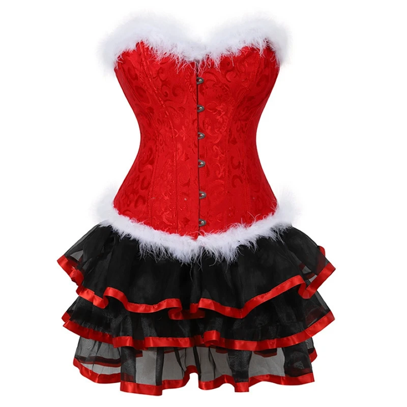 Corset Dress Women Vintage Floral Overbust Corset Top Bustier Lingerie Mini Tutu Skirt Christmas Costume Sexy Corset Dress Red
Corset Dress Women Vintage Floral Overbust Corset Top Bustier Lingerie Mini Tutu Skirt Christmas Costume Sexy Corset Dress Red
