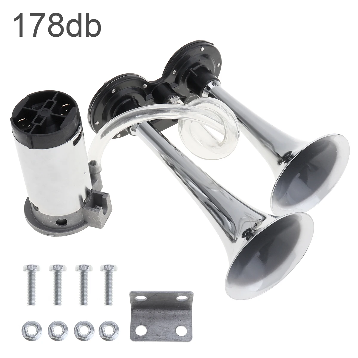 178db 12V Super Loud Dual Tone Air Horn Set Trumpet Compressor for Motorcycle Car Boat Truck
178db 12V Super Loud Dual Tone Air Horn Set Trumpet Compressor for Motorcycle Car Boat Truck