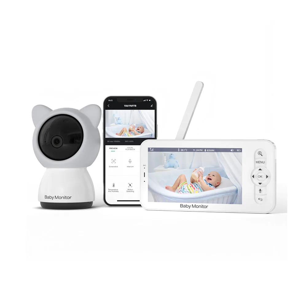 5'' Baby Monitor Camera Support Wifi & Remote View Large Screen Sound and Motion
5'' Baby Monitor Camera Support Wifi & Remote View Large Screen Sound and Motion