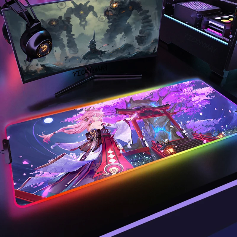 Большой Настольный коврик Yae Miko со светодиодный подсветкой, XXL RGB, компьютерный коврик для мыши Genshin 90x4 0 см, подсветка клавиатуры, светящиеся ...
Большой Настольный коврик Yae Miko со светодиодный подсветкой, XXL RGB, компьютерный коврик для мыши Genshin 90x4 0 см, подсветка клавиатуры, светящиеся ...