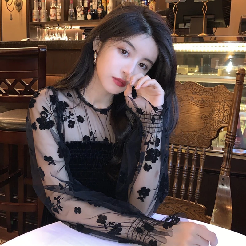 Lucyever Sexy Mesh Patchwork Velvet Shirt Women 2021 Fashion Flowers Long Sleeve Shirts Woman Streetwear Round Neck Blouse Mujer
Lucyever Sexy Mesh Patchwork Velvet Shirt Women 2021 Fashion Flowers Long Sleeve Shirts Woman Streetwear Round Neck Blouse Mujer