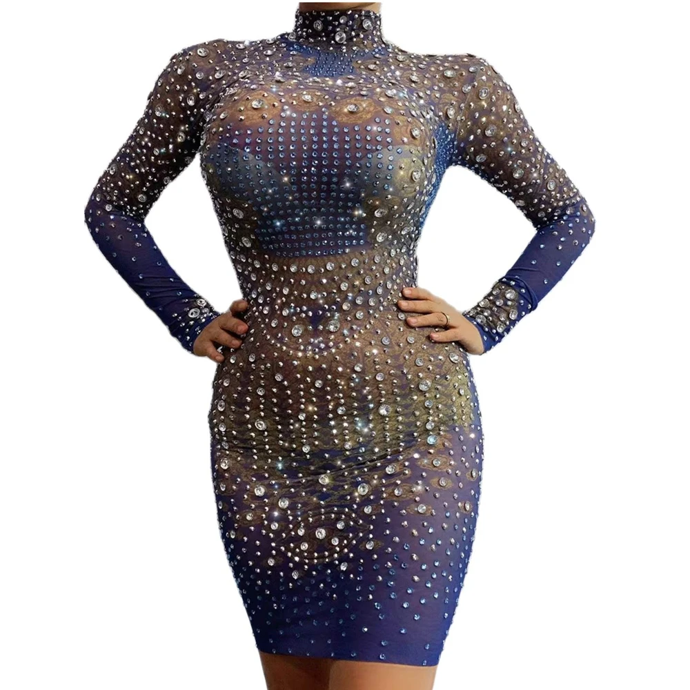 Shining Crystal Sparkly Rhinestones Women Sexy Sheath Dress Dance Singer Stage Costume Nightclub Party Evening Bar Clothing
Shining Crystal Sparkly Rhinestones Women Sexy Sheath Dress Dance Singer Stage Costume Nightclub Party Evening Bar Clothing