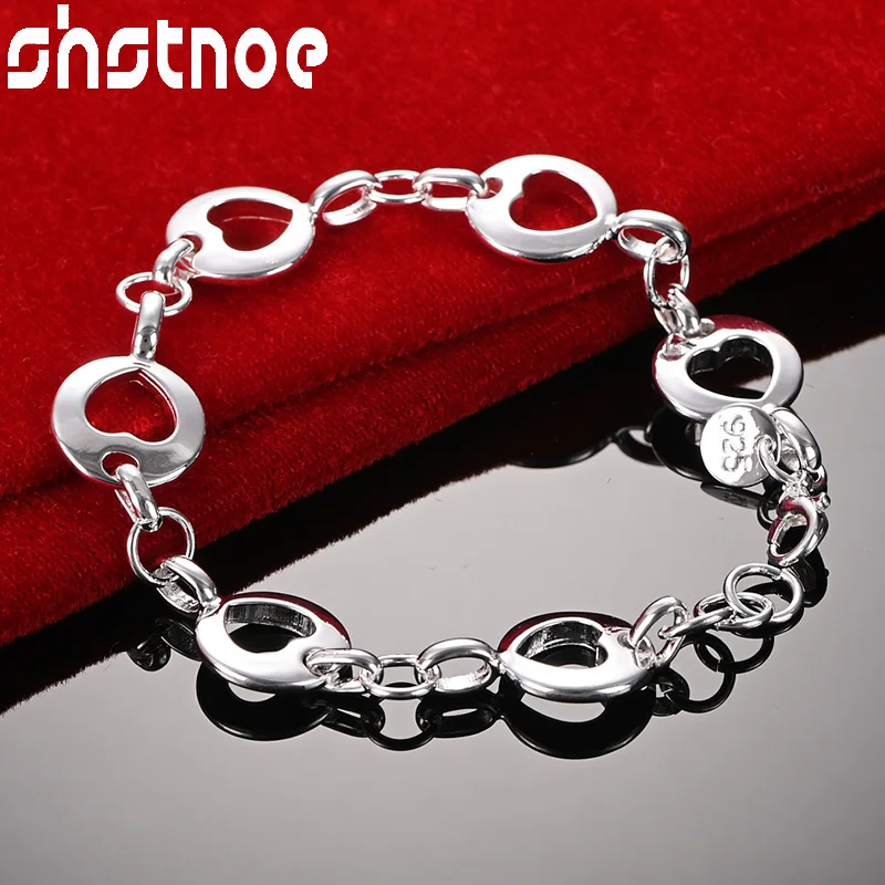 SHSTONE 925 Sterling Silver Round Hollow Heart Chain Bracelets For Woman Wedding Lady Party Fashion Luxury Jewelry Birthday Gift
SHSTONE 925 Sterling Silver Round Hollow Heart Chain Bracelets For Woman Wedding Lady Party Fashion Luxury Jewelry Birthday Gift