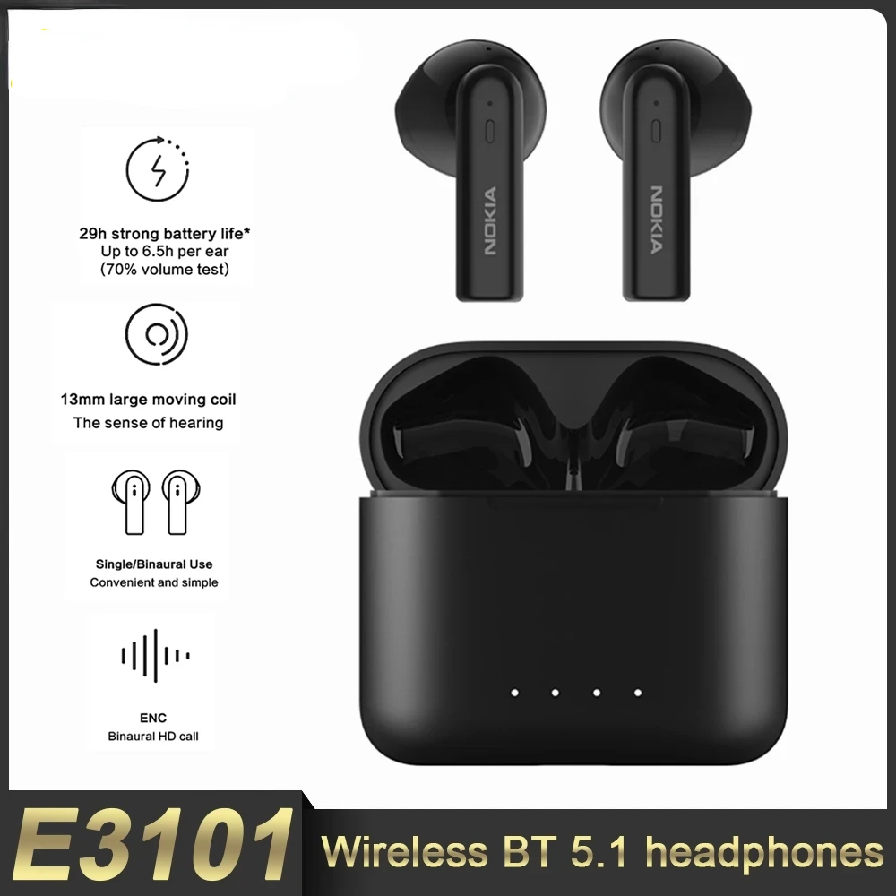 Nokia E3101 Wireless Bluetooth 5.1 Headphones Stereo Bass Wireless Earphones Noise Reduction Waterproof HD Call with Microphone
Nokia E3101 Wireless Bluetooth 5.1 Headphones Stereo Bass Wireless Earphones Noise Reduction Waterproof HD Call with Microphone