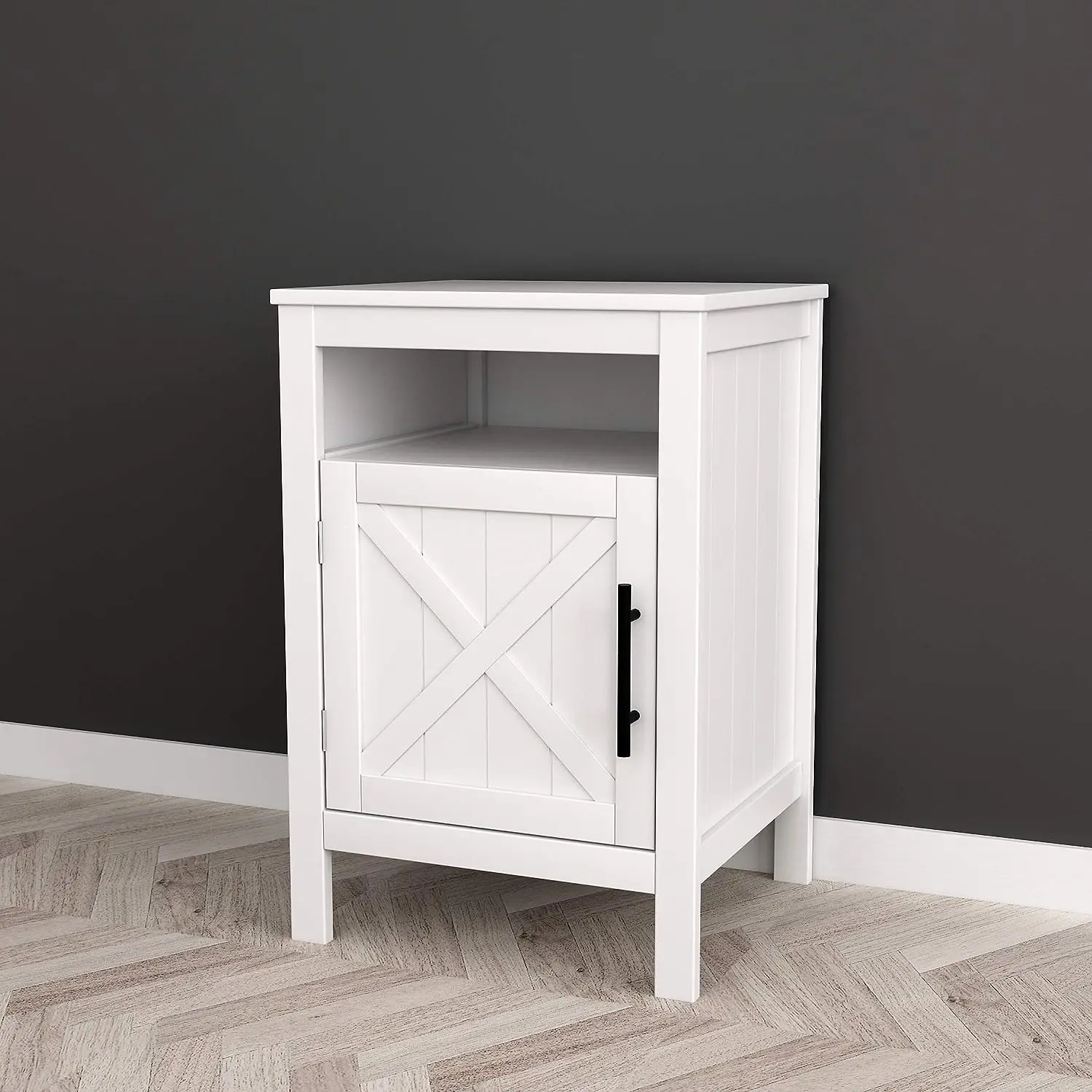 Finish Nightstand Side End Table with Door Cabinet and Open Shelf 26" H
Finish Nightstand Side End Table with Door Cabinet and Open Shelf 26" H