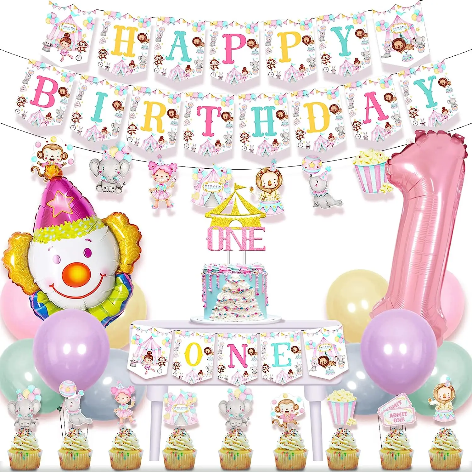 Circus 1st Birthday Party Decorations Macaron Circus Happy Birthday Banner Clown Balloons for Girls One Year Old Birthday Party
Circus 1st Birthday Party Decorations Macaron Circus Happy Birthday Banner Clown Balloons for Girls One Year Old Birthday Party