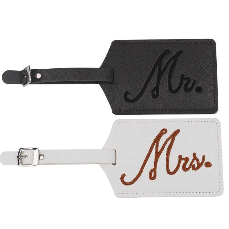 

M6CC Embroidery Mr Mrs Passport Covers Luggage Tags Gift Set for Couples Honeymoon Travel Card Protector Wedding Bridal Shower