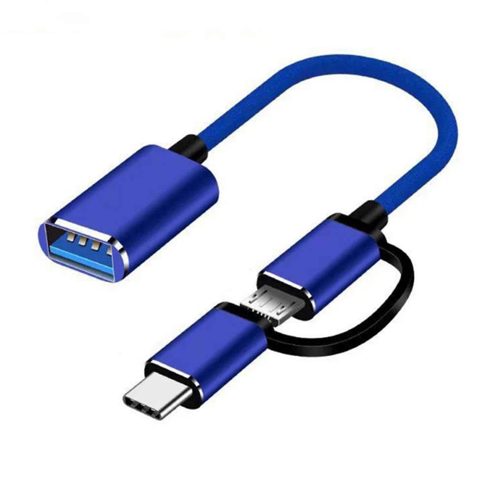 2 в 1 USB 3,0 OTG адаптер кабель Type-C Micro-USB к USB 3.0 интерфейсный конвертер для мобильного телефона фонарь-синий 
2 в 1 USB 3,0 OTG адаптер кабель Type-C Micro-USB к USB 3.0 интерфейсный конвертер для мобильного телефона фонарь-синий