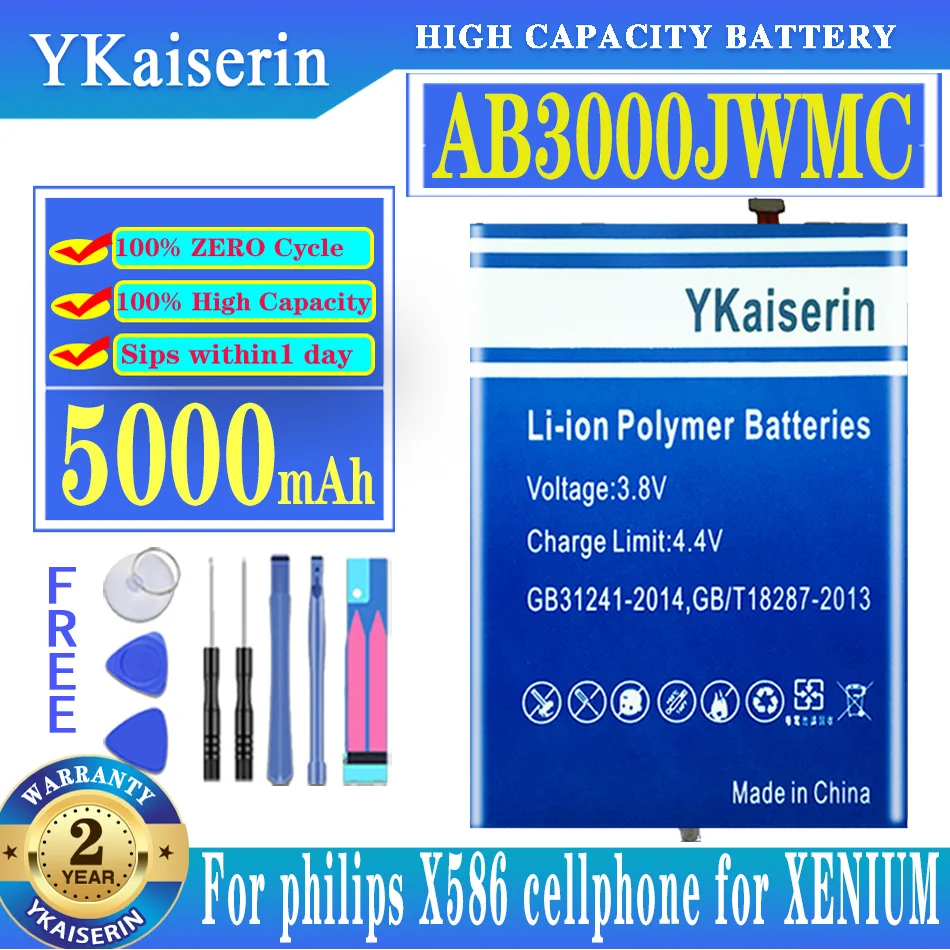 YKaiserin AB3000JWMC Battery For Philips X586 Cellphone for XENIUM CTX586 Smart Mobile 5000mAh Battery + Free Tools
YKaiserin AB3000JWMC Battery For Philips X586 Cellphone for XENIUM CTX586 Smart Mobile 5000mAh Battery + Free Tools