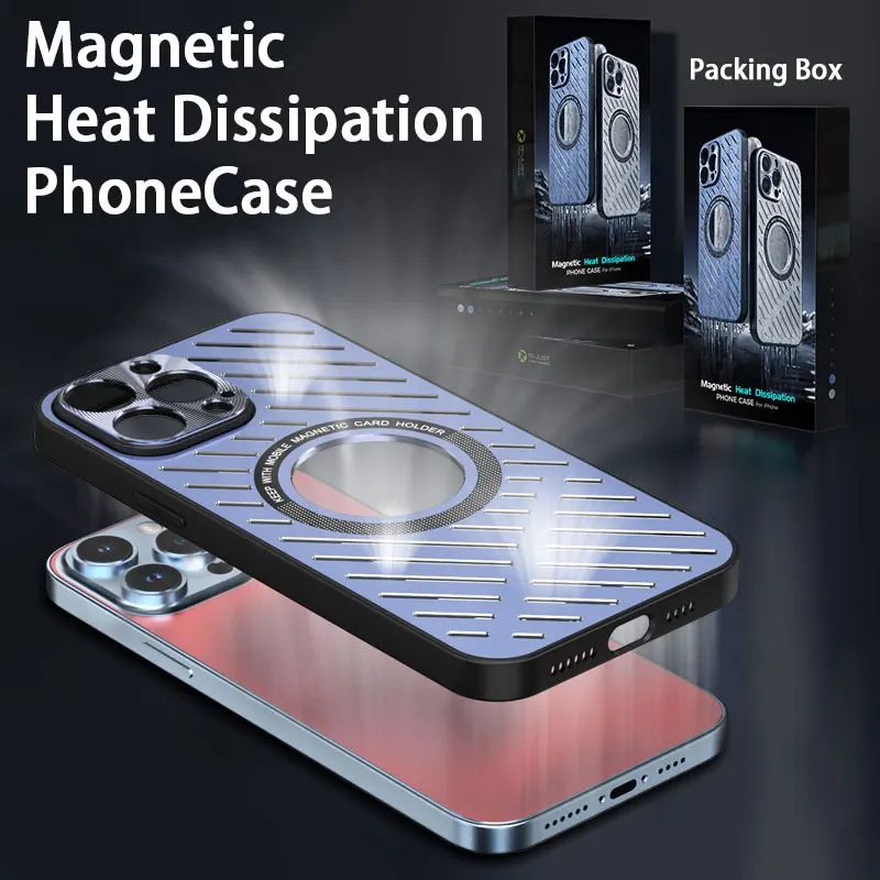 

Магнитный металлический охлаждающий телефонный чехол для Iphone 13, 12, 14 Pro Max Plus, алюминиевый телефонный чехол с тепловым излучением для IPHON 12, 13, 14 Promax