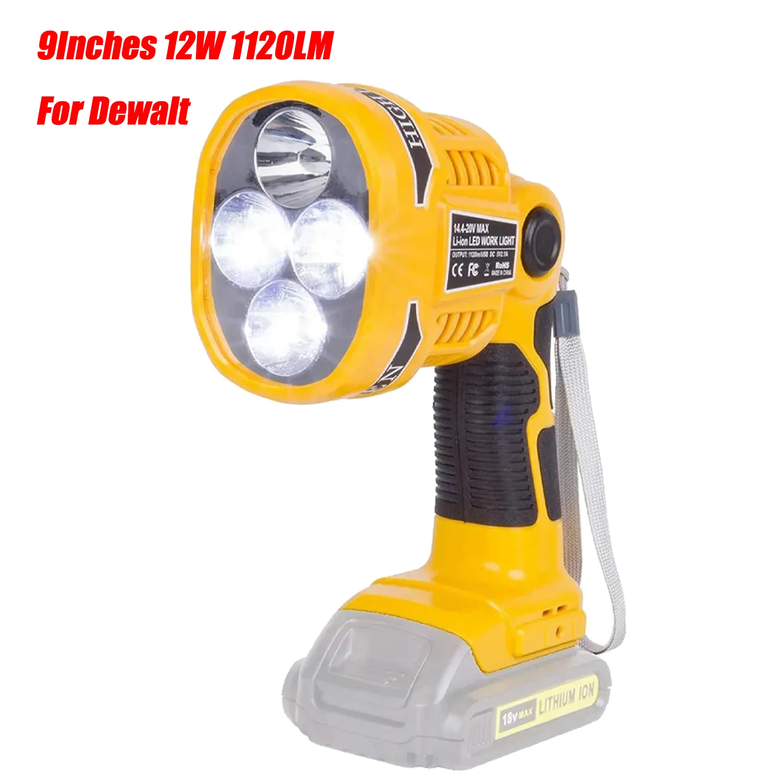 9inches 12W 1120LM LED Work Light for Dewalt 14.4V-20V Li-ion Battery Rechargeable Lamp Outdoor Camping Portable Flashlight
9inches 12W 1120LM LED Work Light for Dewalt 14.4V-20V Li-ion Battery Rechargeable Lamp Outdoor Camping Portable Flashlight