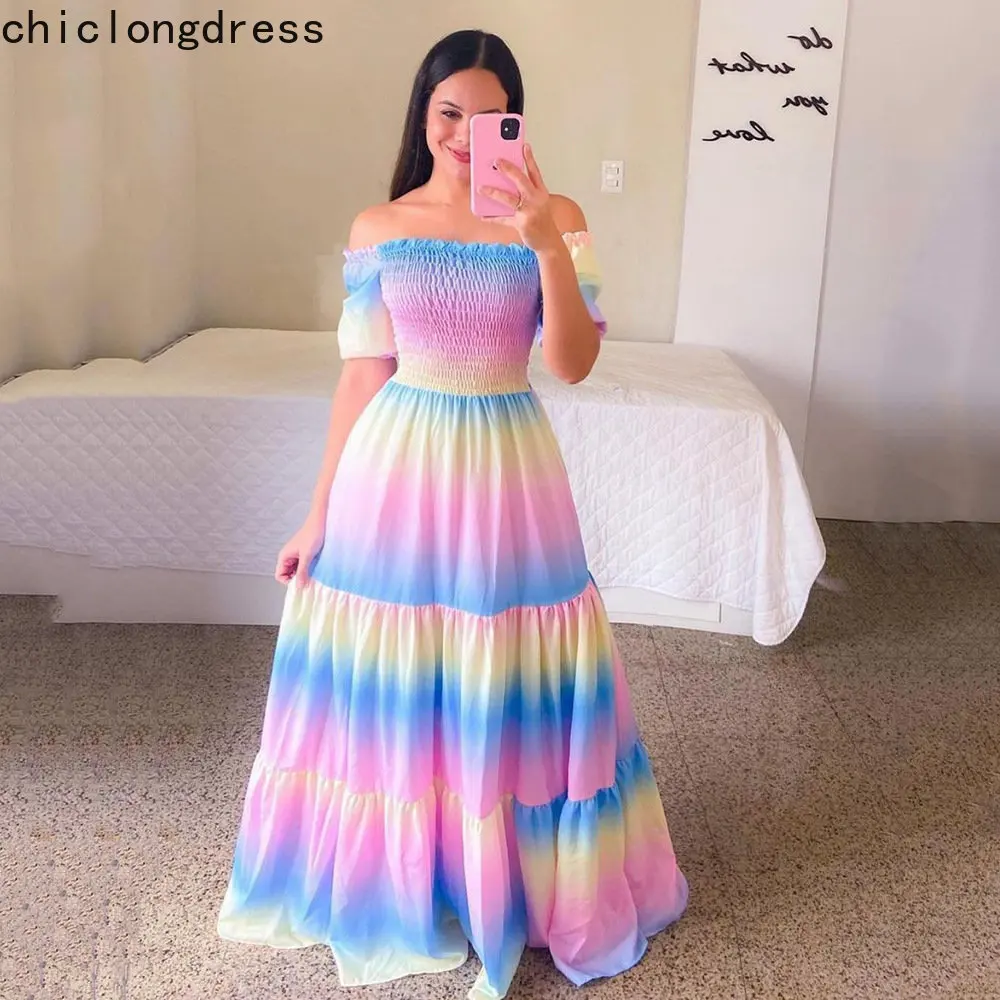 Summer Fashion Elegant Chiffon Floral Dress Women Bohemian Style Off Shoulder Short Sleeve Printed Long Dress Women
Summer Fashion Elegant Chiffon Floral Dress Women Bohemian Style Off Shoulder Short Sleeve Printed Long Dress Women
