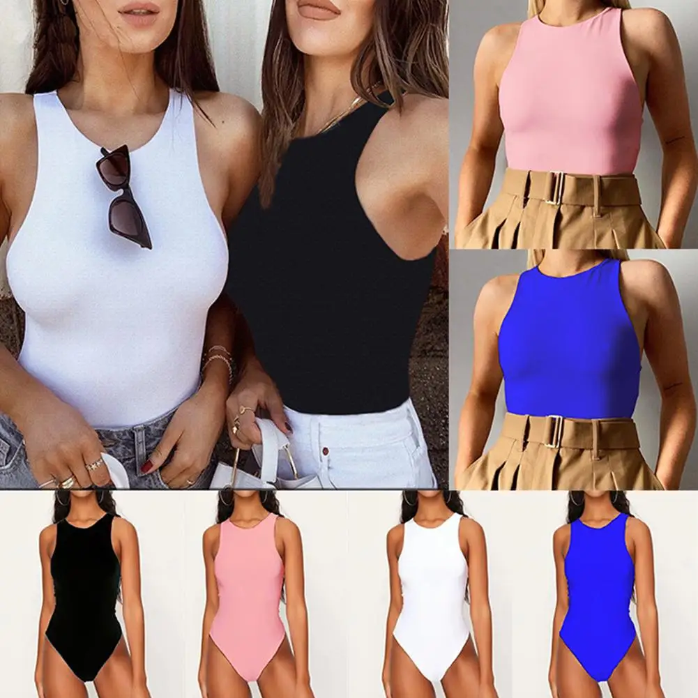 Solid Color Women Sleeveless Vest Sexy Off-the-shoulder Bodysuit Rompers Soft Comfortable Round Neck Stretch Bottoming Vest
Solid Color Women Sleeveless Vest Sexy Off-the-shoulder Bodysuit Rompers Soft Comfortable Round Neck Stretch Bottoming Vest
