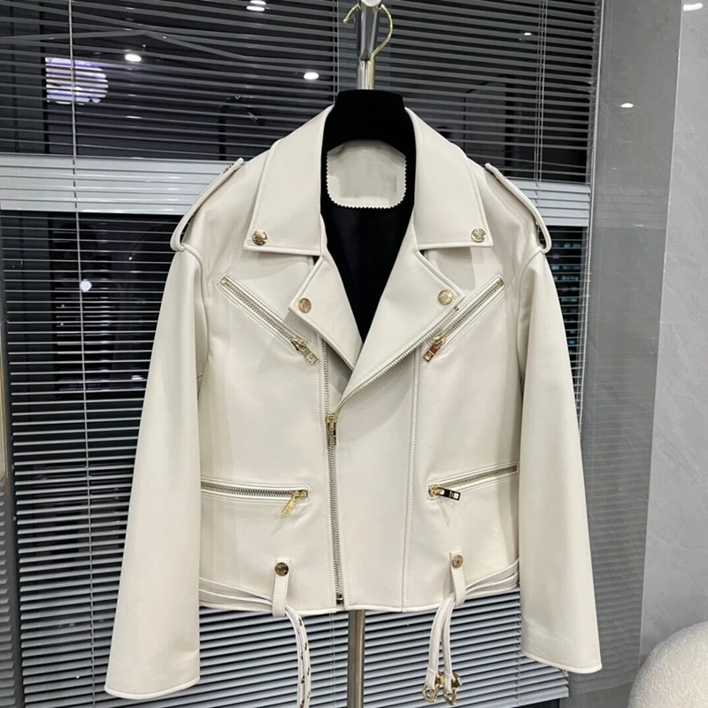 Natural Leather Women Lambskin Leather Jacket Long Sleeves 100% Sheepskin Leather Coat H8260
Natural Leather Women Lambskin Leather Jacket Long Sleeves 100% Sheepskin Leather Coat H8260